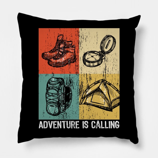 Vintage Camping shirts Retro 80's Outdoor Camper Gifts For Men Women Pillow by Boneworkshop