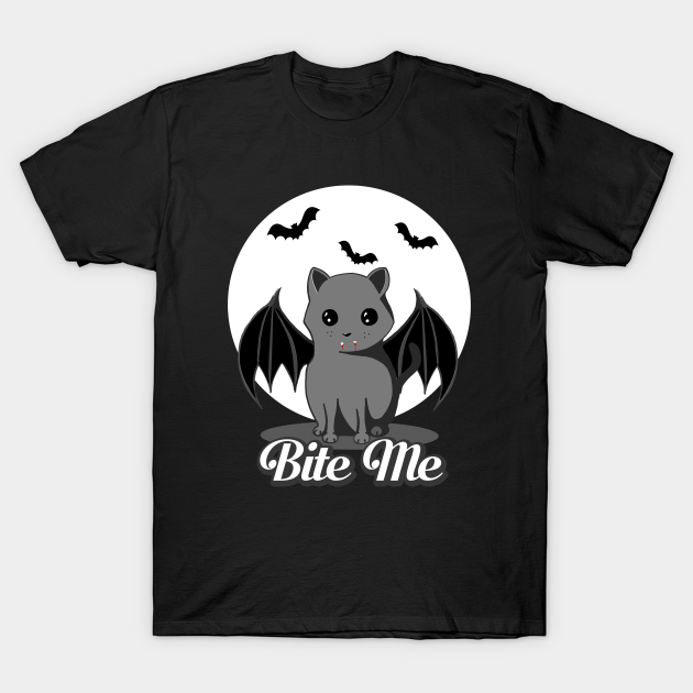 Discover Bite Me Vampire Cat - Halloween Bat Cat by BlueTshirtCO - Halloween - T-Shirt