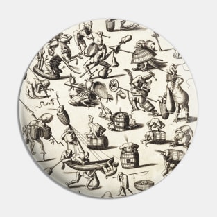 HIERONYMUS BOSCH BESTIARY Black White Fantasy Figures,Monsters and Animals Pin