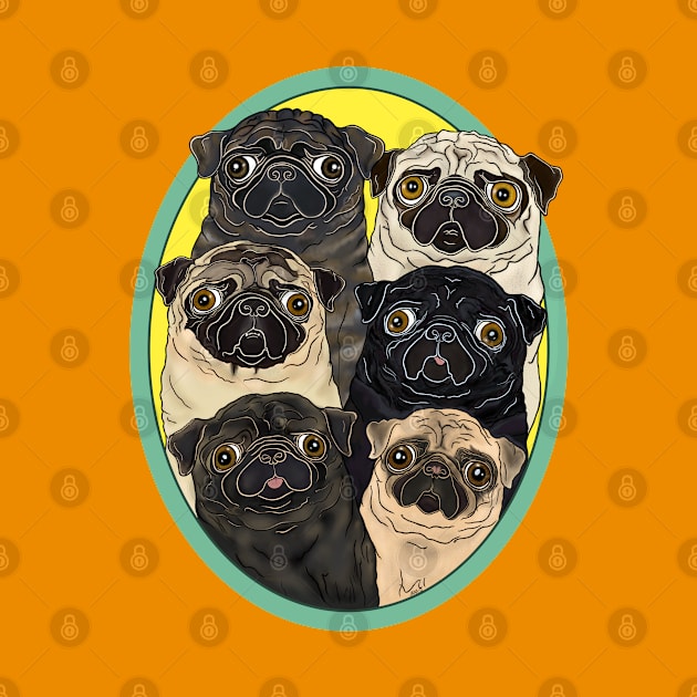 Six Pugs by FivePugs Designs by FivePugs