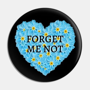 Forget Me Not Flower Heart Pin