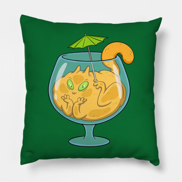 cat cocktail Pillow by comicada