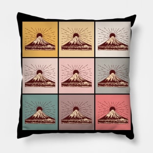 Japanese Pop art Fuji Raising Sun Vintage style 426 Pillow