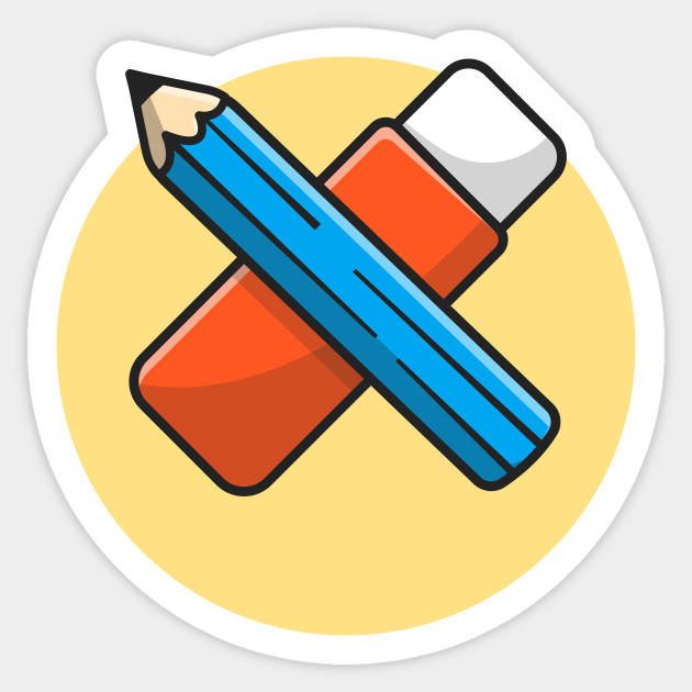Pencil And Eraser Cartoon Vector Icon Illustration - Pencil - Sticker | TeePublic Pencil And Eraser Cartoon Vector Icon Illustration - Pencil - Sticker | TeePublic