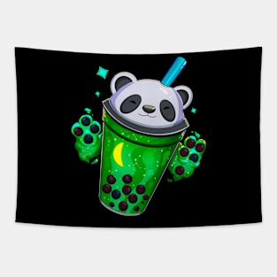 Starry Panda Bubble Tea - Emerald Dream Tapestry