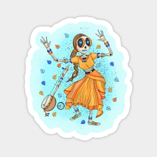 Cute Skeleton lady - Dia De Los Muertos - Dancing Indian Lady Magnet