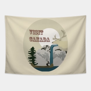 Visit Canada Retro Wilderness Landscape Tapestry