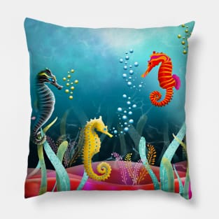 Sea Horse Stampede Pillow