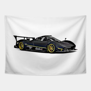 Pagani Zonda R Supercar Racing Cartoon Black Tapestry