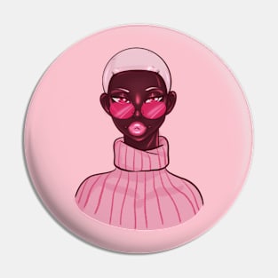 Black Girl Pink Glasses Cool & Judging Pin