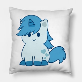 Cute Blue Valentine Unicorn Pillow