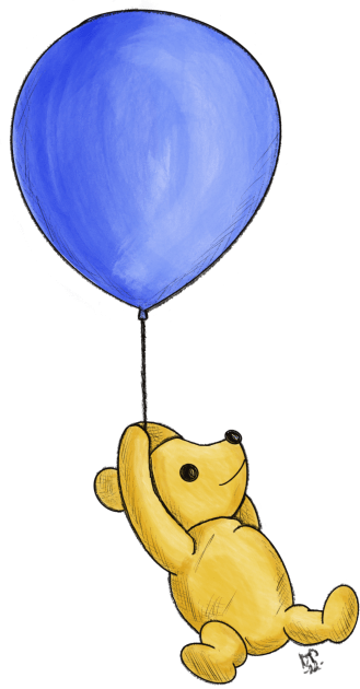 Winnie the Pooh and the big blue balloon Kids T-Shirt by Alt World Studios