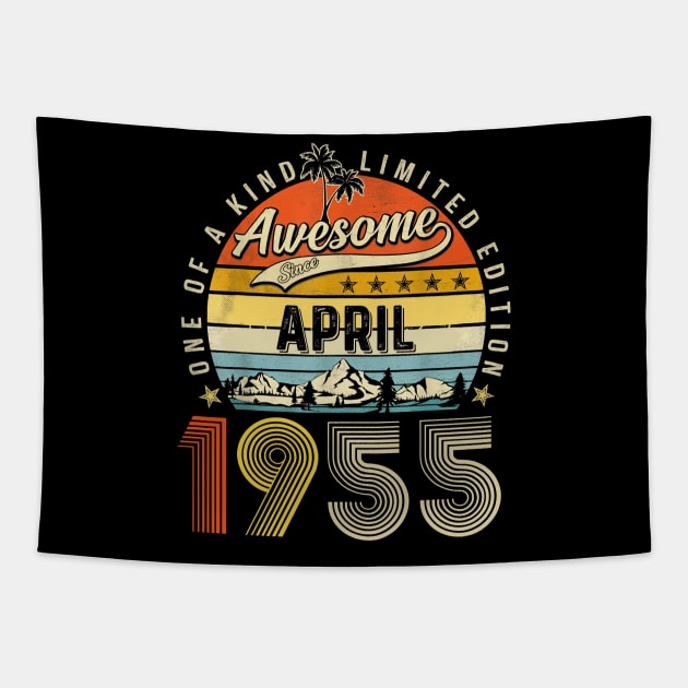 Awesome Since April 1955 Vintage 68th Birthday Tapestry by louismcfarland