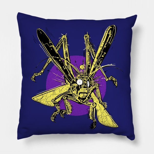 Technolocust Pillow by ThirteenthFloor