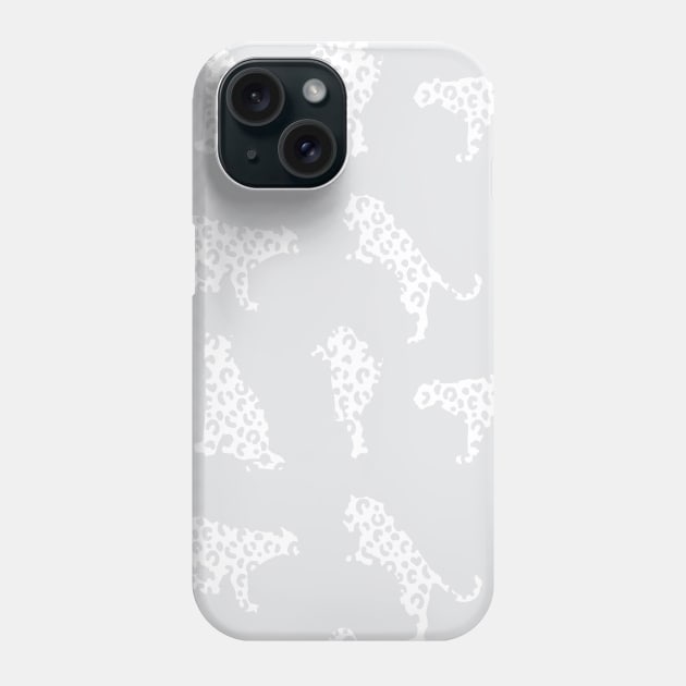 Light Gray Leopard Silhouettes Phone Case by Carolina Díaz