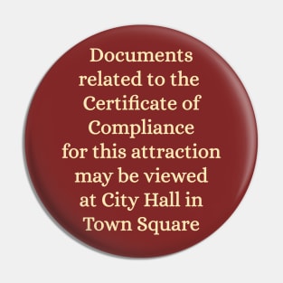Certificate of Compliance within Pin
