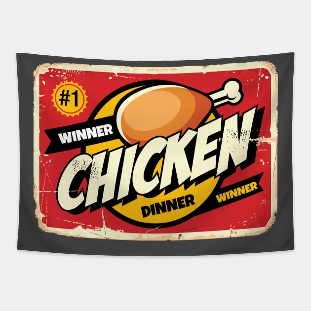 Vintage Winner Winner Chicken Dinner Tapestry by rjzinger