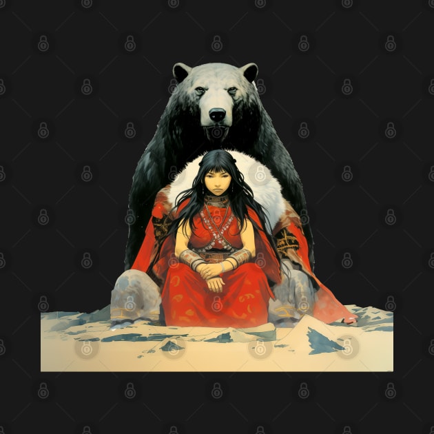 National Native American Heritage Month: The Bear Spirit on a Dark Background by Puff Sumo