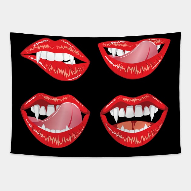 Glamour vampire lips Tapestry by AnnArtshock