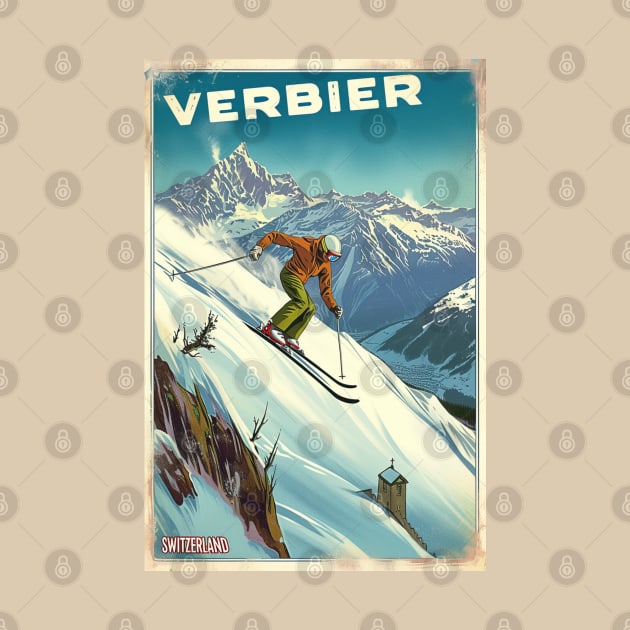 Verbier Switzerland Ski by Studio Red Koala