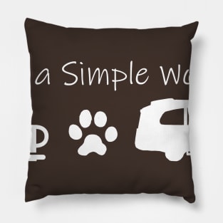 Airstream Basecamp "I'm a Simple Woman" - Coffee, Cats & Basecamp T-Shirt (White Imprint) T-Shirt Pillow