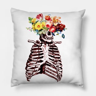 Flower Head Gorilla Skeleton Pillow