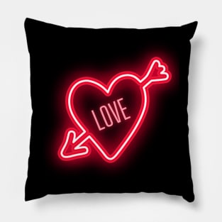 Neon red glow heart Pillow