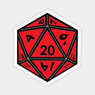 (Pocket) Red D20 Dice (Black Outline) Magnet