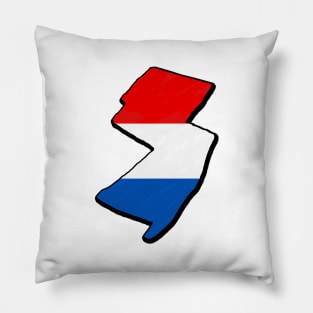 Red, White, and Blue New Jersey Outline Pillow