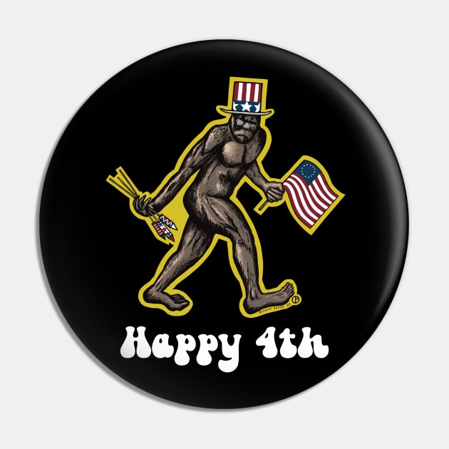 Happy 4th Bigfoot Pin by Art from the Blue Room