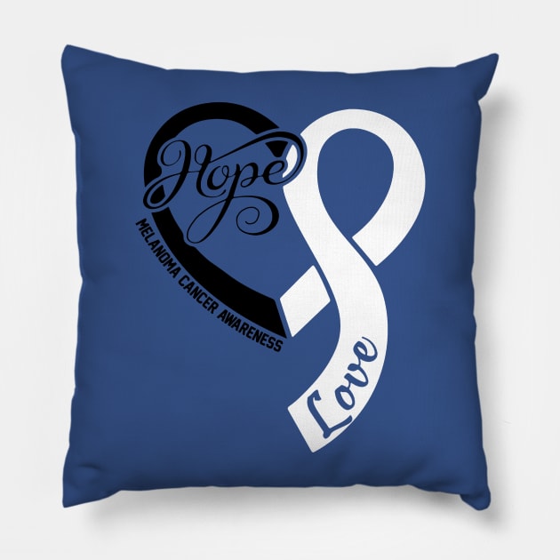 Melanoma Cancer Awareness Hope Love Heart Ribbn Happy Valentines Day- Love Shouldn't Hurt Stop Pillow by DAN LE