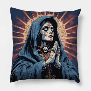 Day Of The Dead - Praying La Calavera Catrina - Santa Muerte Pillow