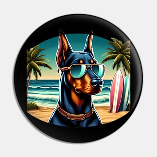 Funny Doberman with Sunglasses Pin