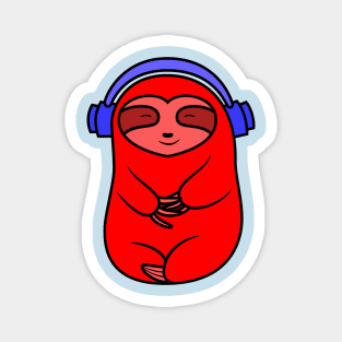 Happy Red Sloth Listening to Music Magnet