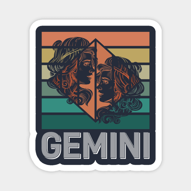 Gemini Zodiac Vintage Magnet by GrafDot