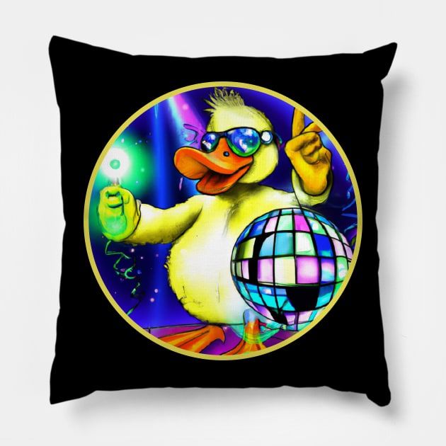 DANCE FEVER DISCO DUCK Pillow by EmoteYourself