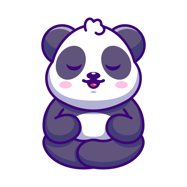 Cute baby panda meditation cartoon by Wawadzgnstuff