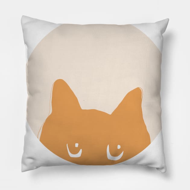 Ginger Cat Face Pillow by thecolddots