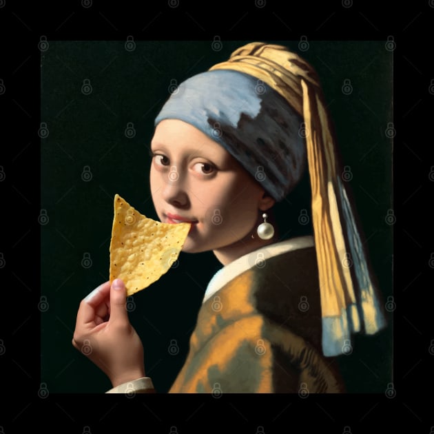 Pearl Earring Tortilla Chip Fiesta Tee - National Tortilla Chip Day by Edd Paint Something