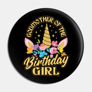 Godmother of the Birthday Girl Unicorn Pin