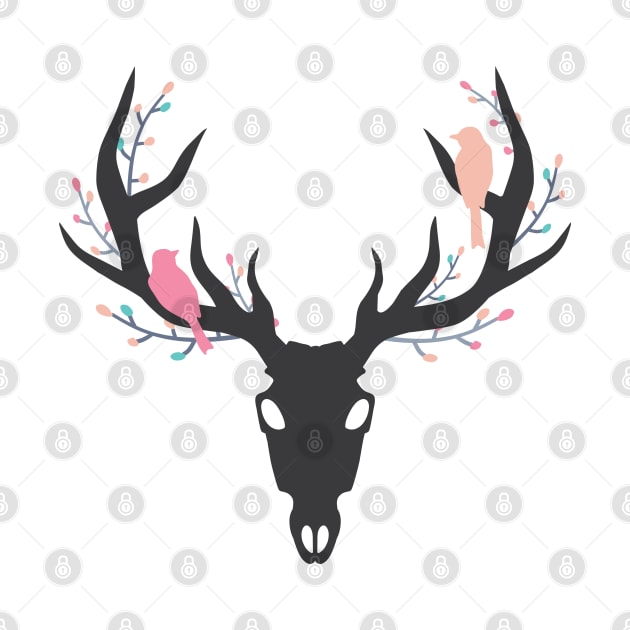 Whimsy Stag Skull by NixieNoo