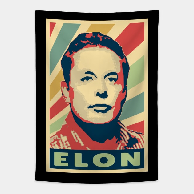 Elon Musk Vintage Colors Tapestry by Nerd_art