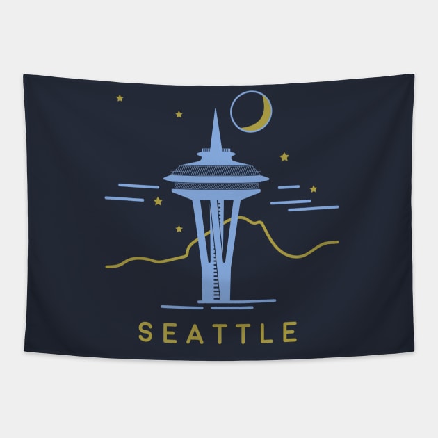 Seattle at night Tapestry by luckybengal