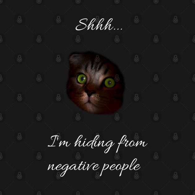 Funny Hiding from Negative people Cute Cat by Bluepress