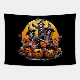 Rockin' Halloween Skeleton Band Tapestry