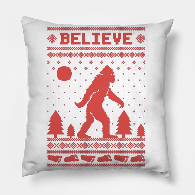 believe bigfoot christmas Pillow by crackdesign