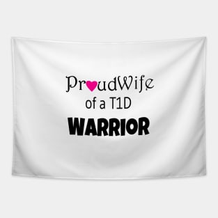 Proud Wife - Black Text - Pink Heart Tapestry