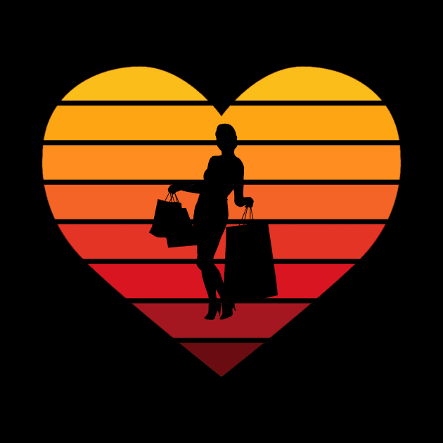 I Love Shopping Retro Sunset Heart by NoPlanB