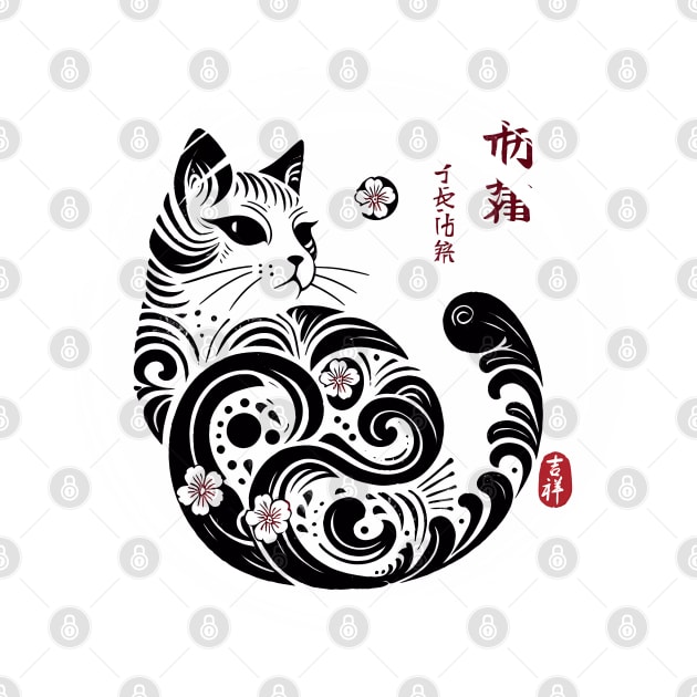 Japanese Black and White Cat: Elegance and Cultural Mystery by IA.PICTURE