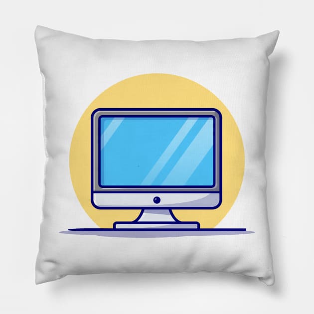 Computer Desktop Cartoon Vector Icon Illustration (2) Pillow by Catalyst Labs